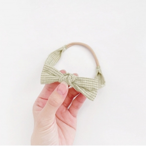 Baby Headband Bow Plaid (BHB8868-GR)
